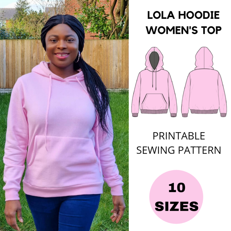 LOLA HOODIE WOMEN’S TOP – DIGITAL SEWING PATTERN